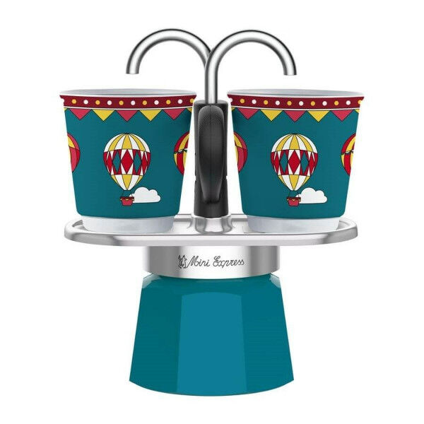 Itališkas Kavinukas Bialetti Mini Express Winter Wonderland Turkis Aliuminis 2 Puodeliai 0,9 l