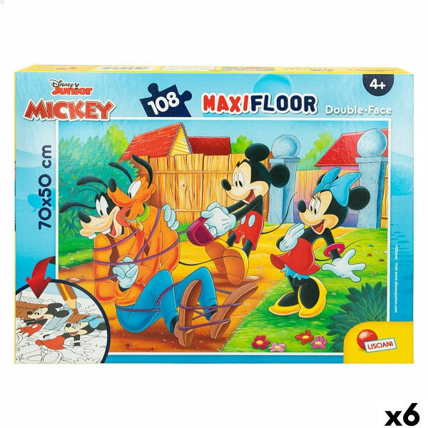 Child's Puzzle Mickey Mouse Double-sided 108 Pieces 70 x 1,5 x 50 cm (6 Units)