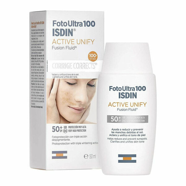 Kremas nuo saulės veidui Isdin Foto Ultra 100 Active Unify Gydymas nuo rudų dėmių Spf 50+ (50 ml)