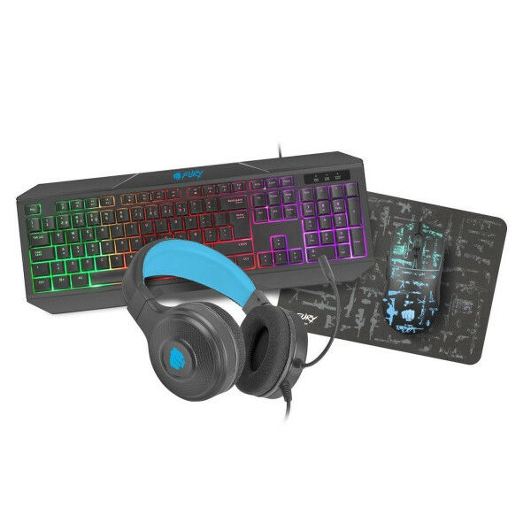 Teclado Gaming Pack Fury NFU-1693 Negro Qwerty Español