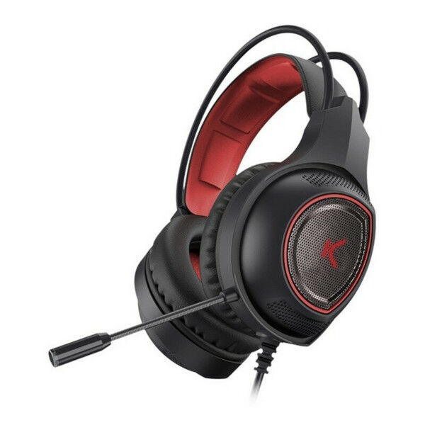 Auriculares con Micrófono Gaming KSIX Drakkar USB LED Negro Rojo