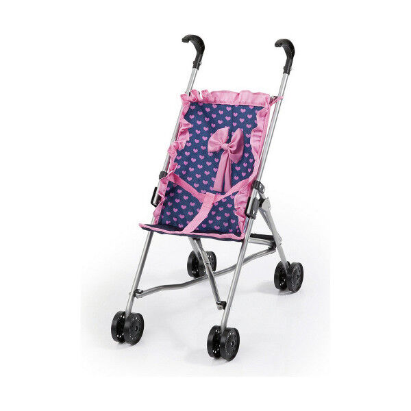 Carrito para Muñecas Reig Paraguas Azul Rosa Lunares