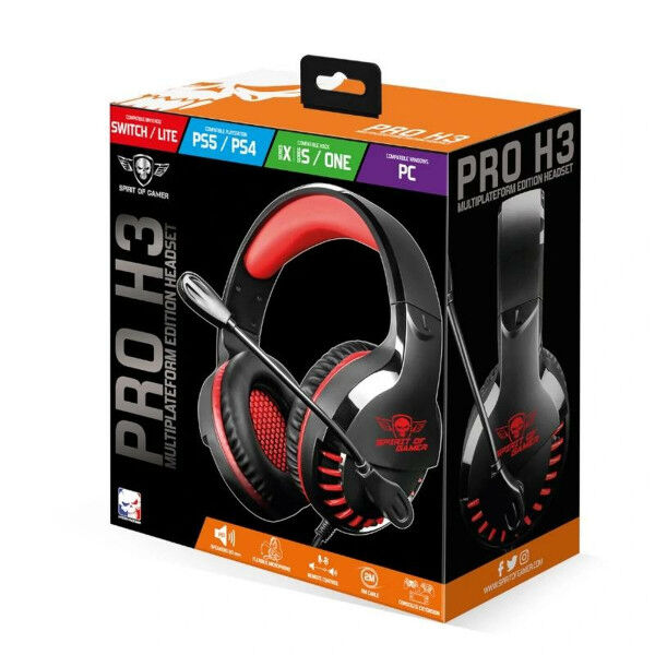 Kopfhörer mit Mikrofon Spirit of Gamer Pro H3 Orange Schwarz/Orange