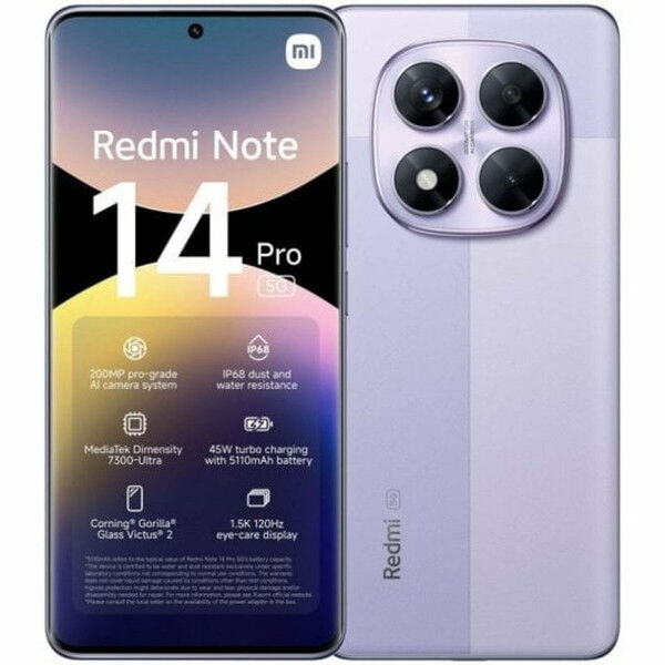 Išmanusis Telefonas Xiaomi Redmi Note 14 Pro 5G 6,7" Octa Core 12 GB RAM 1 TB 512 GB Purpurinė