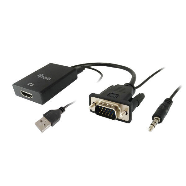 Adapter VGA na HDMI z Audio Equip 119038 Czarny