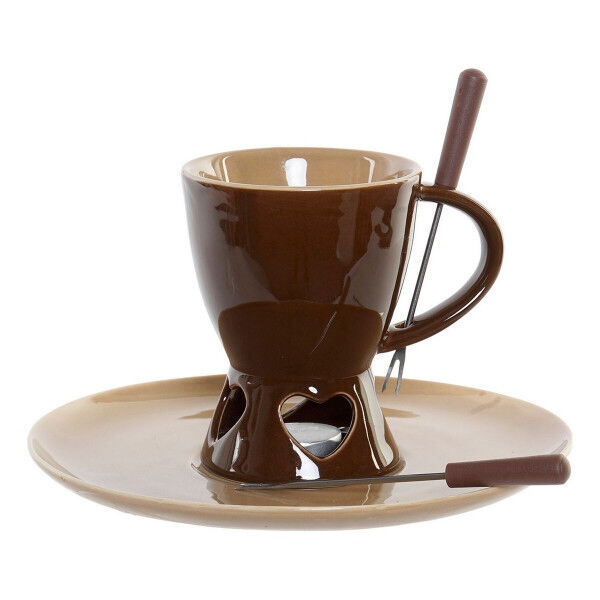 Zestaw do czekoladowego fondue DKD Home Decor Stal nierdzewna Porcelana