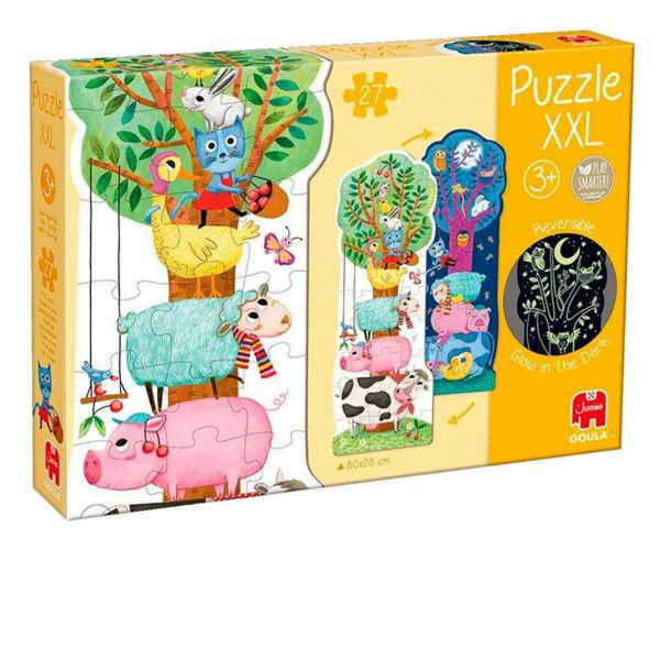 Puzzle Goula XXL Brilla en la Oscuridad Granja Reversible 80 x 28 cm 27 Piezas