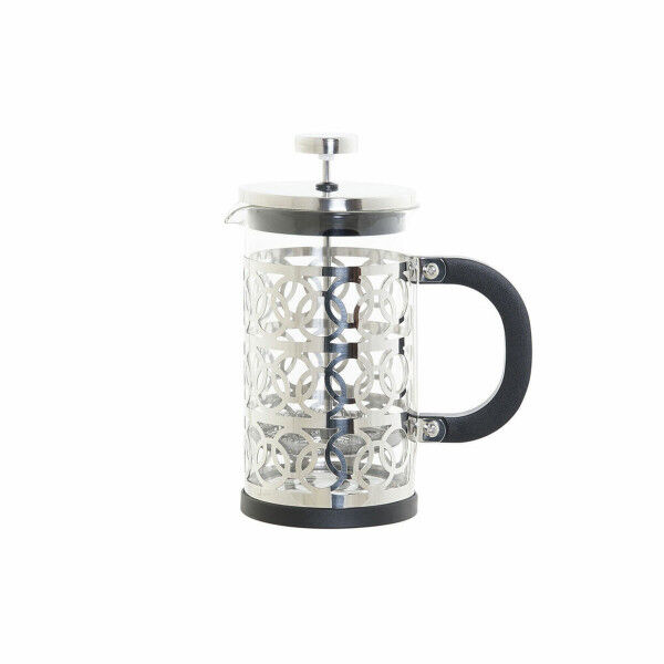 Cafetera de Émbolo DKD Home Decor Negro Acero Inoxidable Plata Vidrio de Borosilicato (600 ml)